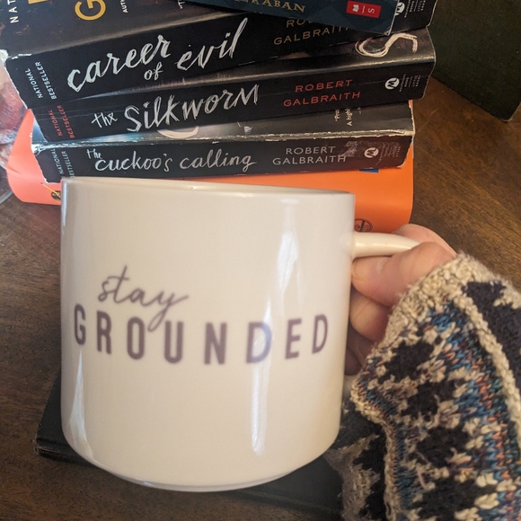 Room Essentials “Stay Grounded” White Porcelain Coffee Mug | Mindfulness Quote - Picture 9 of 9